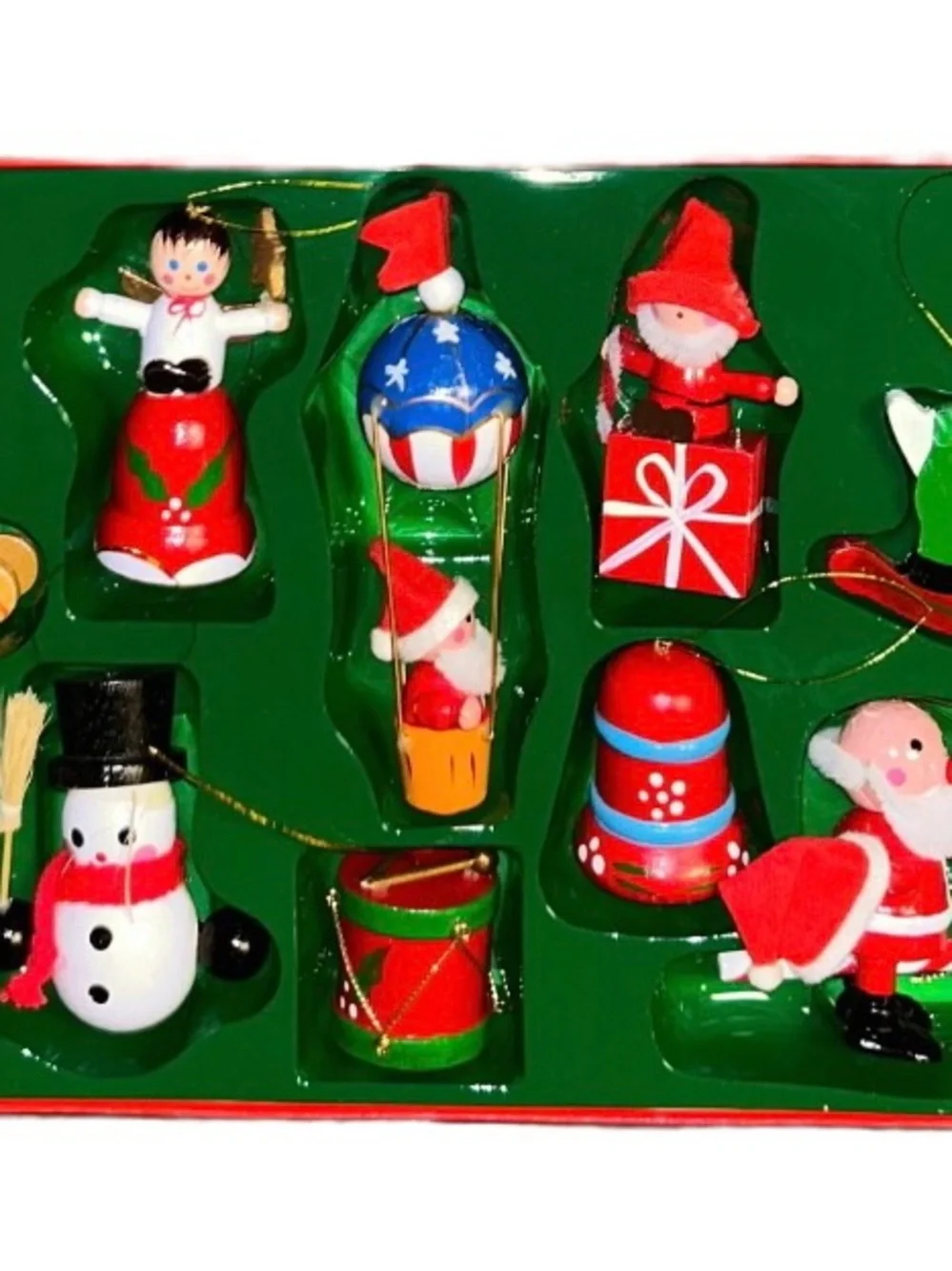 The Christmas Collection ~ Vtg (1985) ~ 10 Pieces Wood Hand Painted Ornament New